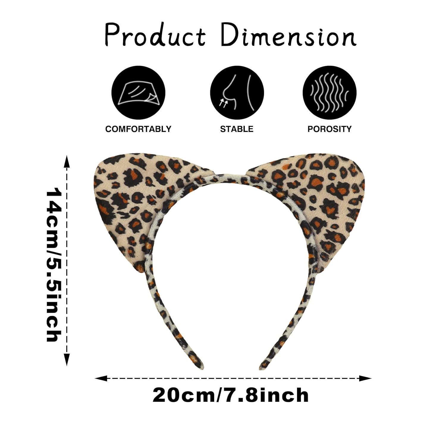 Halloween Leopard Cat Ears Headband Cheetah Cat Ear Hair Bands Leopard Ears Headpiece Cute Hair Accessories for Women Girls Halloween Cosplay Makeup Winter Festival Holiday Party Supplies - Image 2