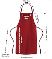 Vista 6 de Aprons for Men - 100% Polyester Chef Apron Women with Extra Long Ties - Cooking Aprons for Women & Mens Apron
