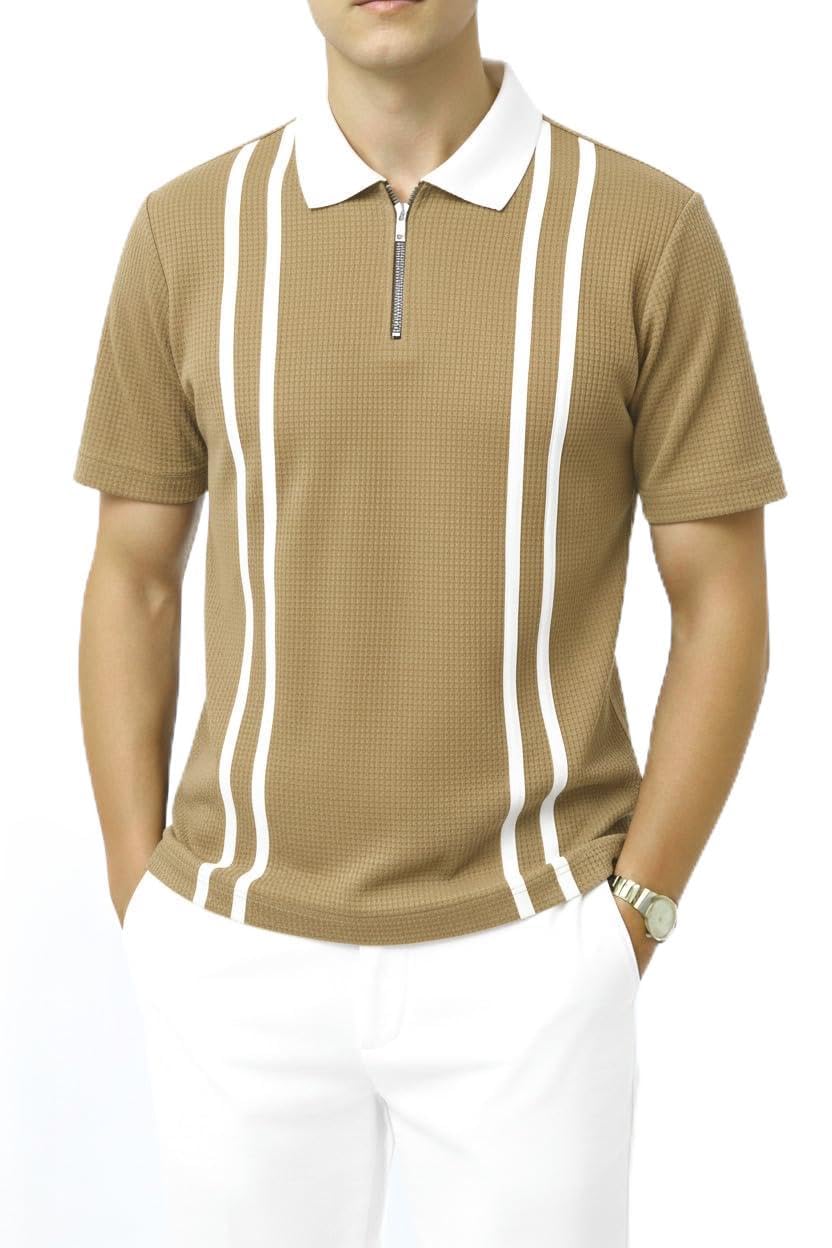 try this Men’s Cotton Blend Polo T Shirt, Lightweight Cooling Short Sleeve Zip Collar Casual & Golf Shirt for Men and Boys-picture-28