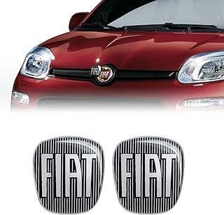 Fiat 14186F-2Pz 3D Sticker Logo Panda After 2012, Black, 2 Pieces Front and Back, 71 x 65 mm