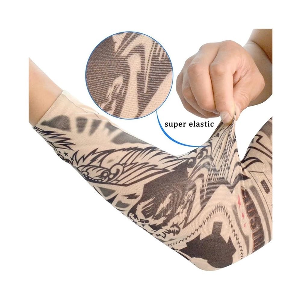 Mangas de brazo de tatuaje urbano, protección solar UV, sin costuras, protección solar, protección solar, guantes para hombres y mujeres