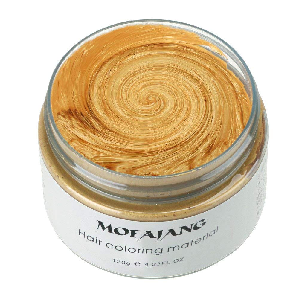 MOFAJANG Unisex Hair Wax Color Dye Styling Cream Mud, Natural Hairstyle Pomade, Washable Temporary,Party Cosplay (Gold)