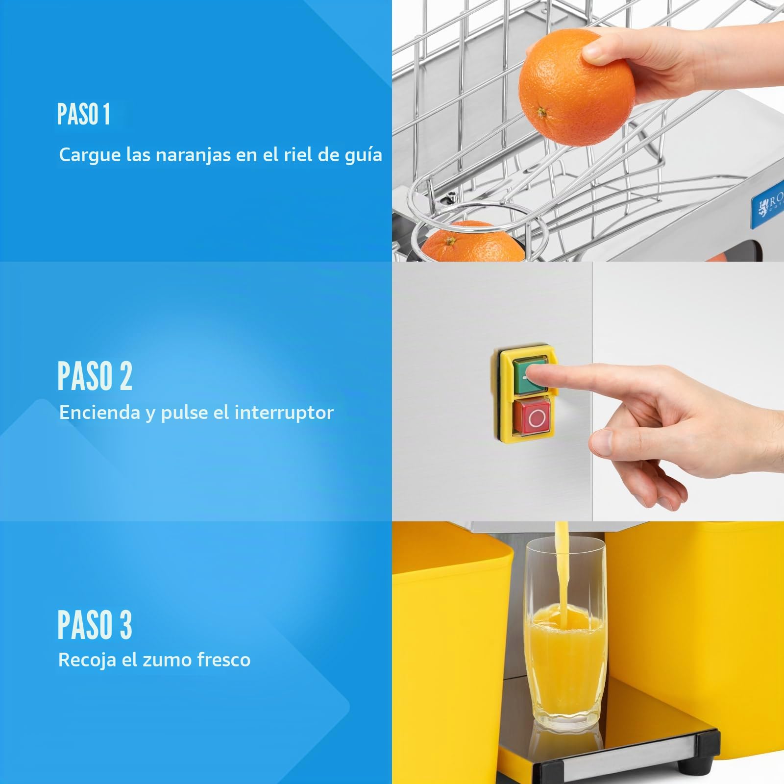 Royal Catering Exprimidor de naranjas eléctrico semiautomático 120 W 20 naranjas/min - Royal Catering Exprimidora eléctrica Exprimidor de cítricos Prensa para naranjas Prensa para zumo