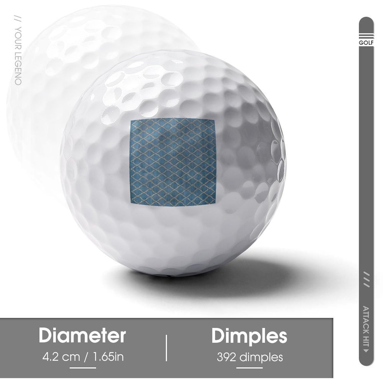 Blue Golden Diamond Pattern Logo Golf Balls Personalized Ball Custom for Men Women Boyfriend Husband