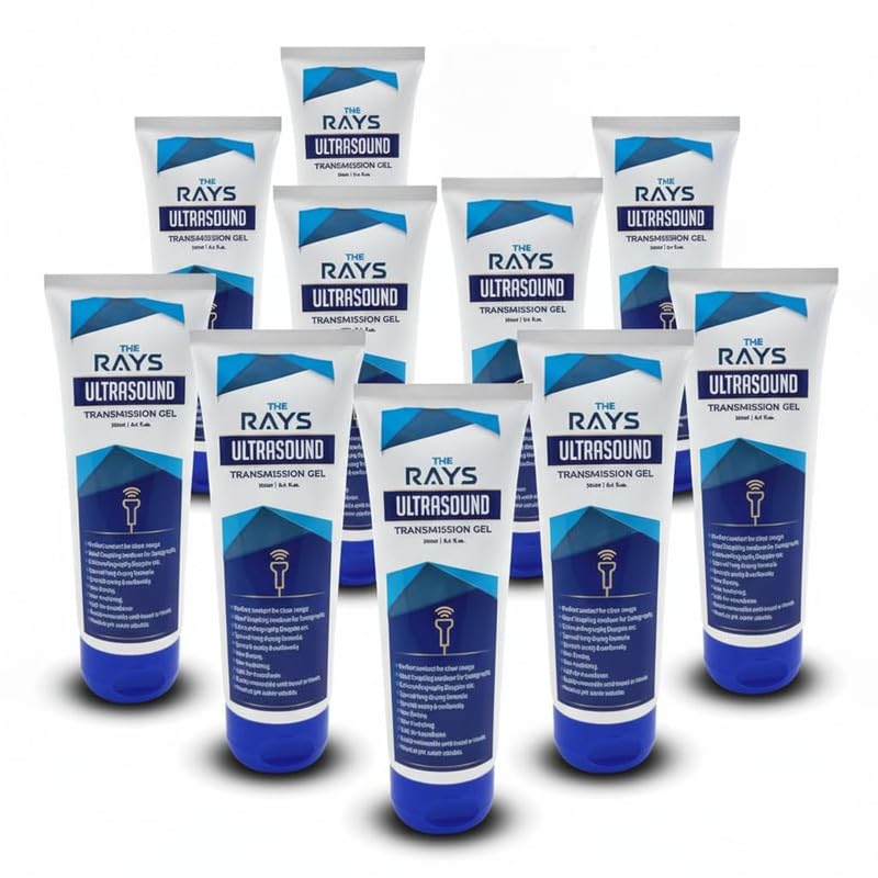 Image of OTICA The Rays Ultrasound Gel for Physiotherapy, 250ml Conductive Gel for TENS Machine, Doppler, ECG, Sonography,EMG & EEG | Water-Soluble Formula Based & Paraben Free Transmission Gel | Pack of 10