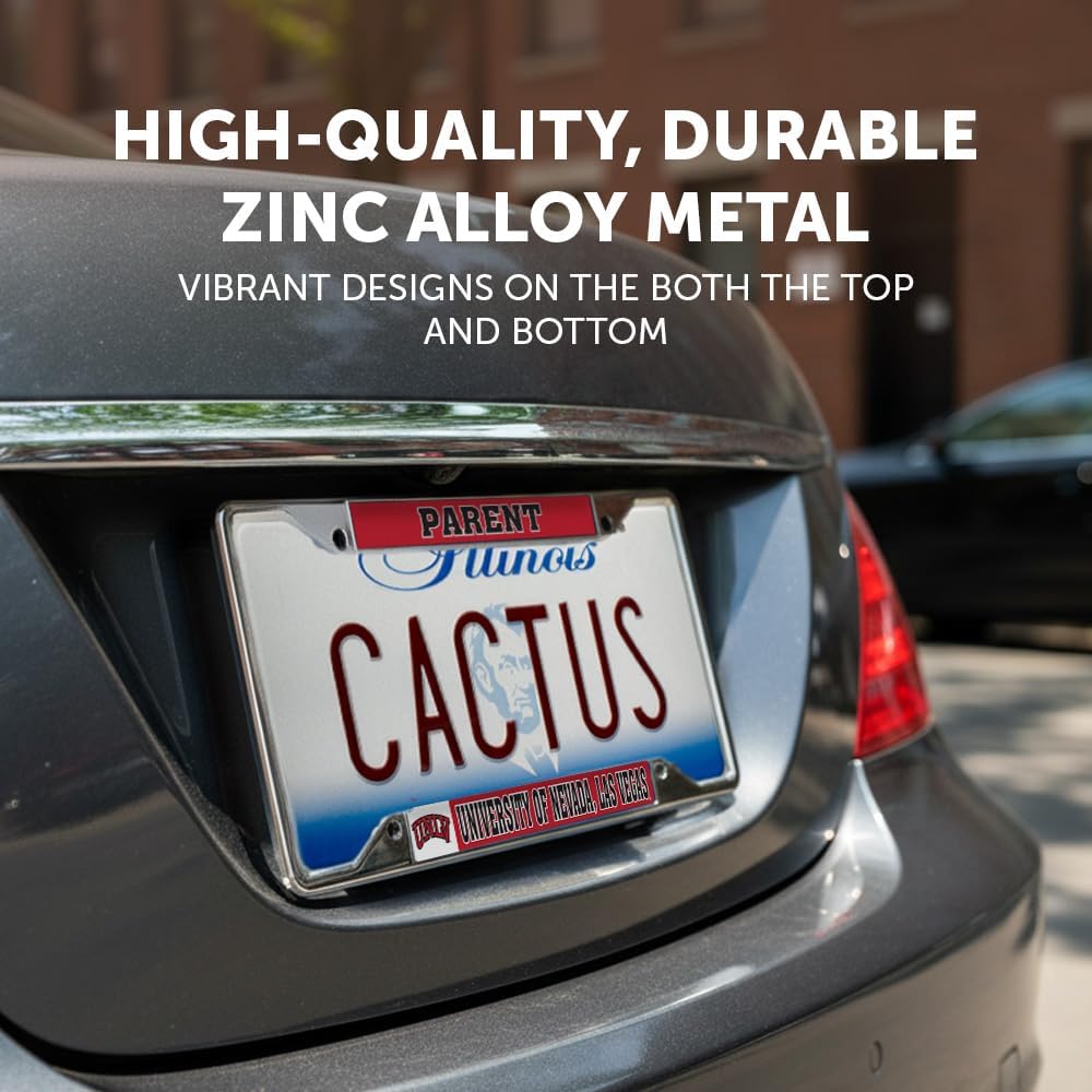 Desert Cactus University of Nevada Las Vegas Car Accessories UNLV Rebels Metal License Plate Frame and Tag Holder for Front or Rear of Car (Parent)