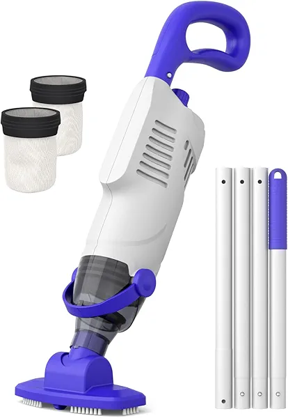 Little Shark Pool Vacuum for Above Ground Pool, Hot Tub Vacuum with a 60w Motor,18 Gal/Min Powerful Suction, Compact & Light Pool Vacuum with 5000mAh Battery, 1h Running Time