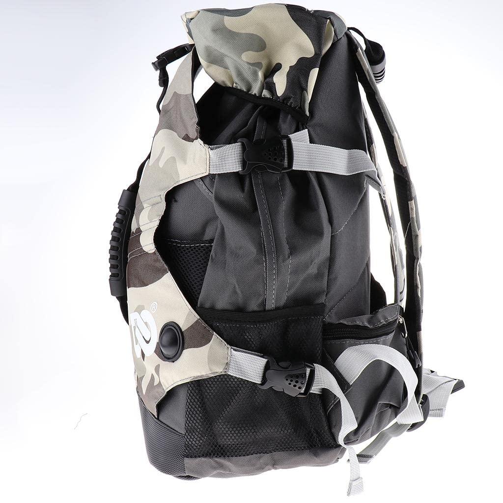 Perfk Bolsa para Patines de Ruedas, Mochila Multibolsillos Camuflaje