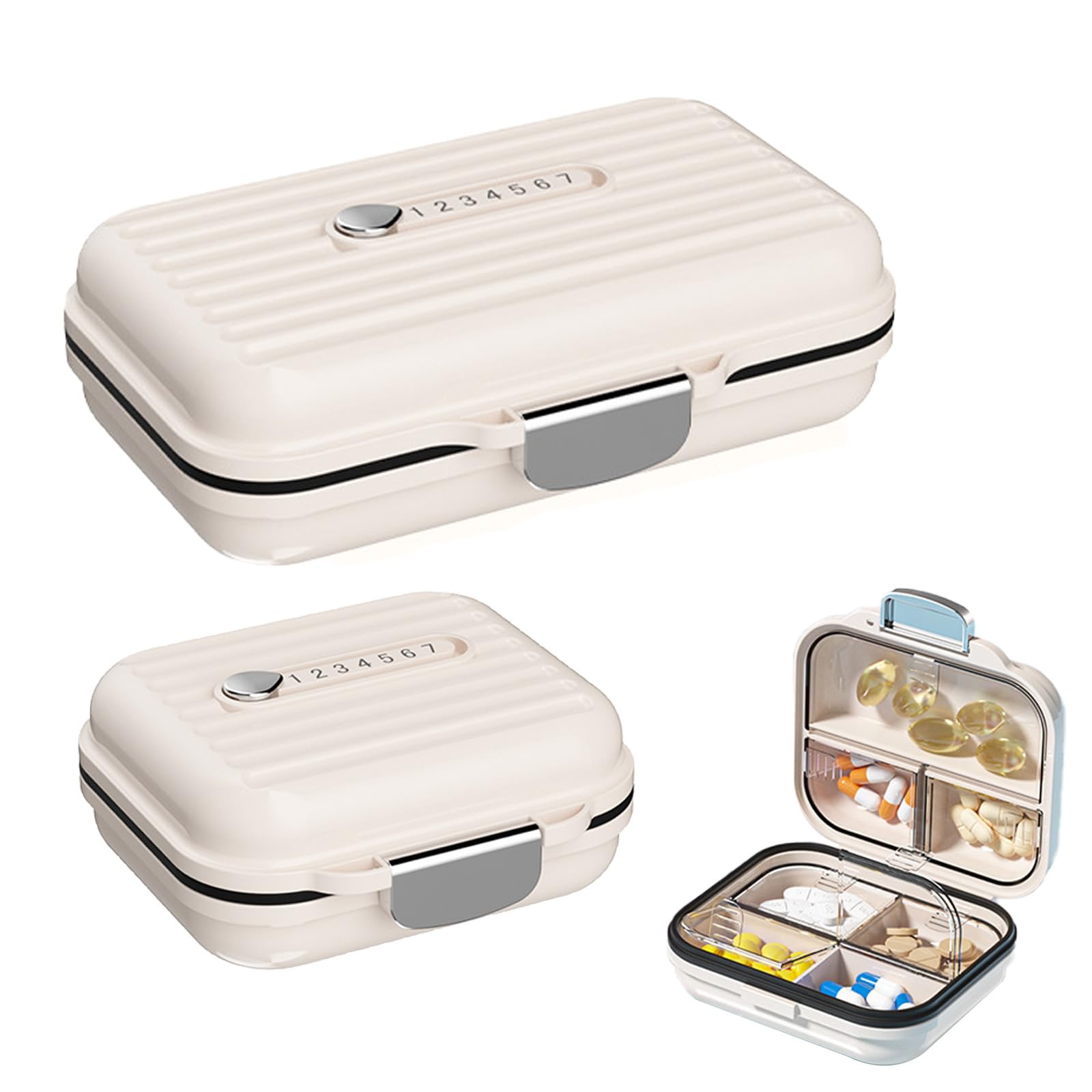 NICEINPack of 2 Pill Box 7 Days (Large + Small) - Pill Box with Memory Cursor - Medication Box 7 Days - BPA Free Pill Box - Tablet Box with Separate Compartments - Small Pill Box for On the Go