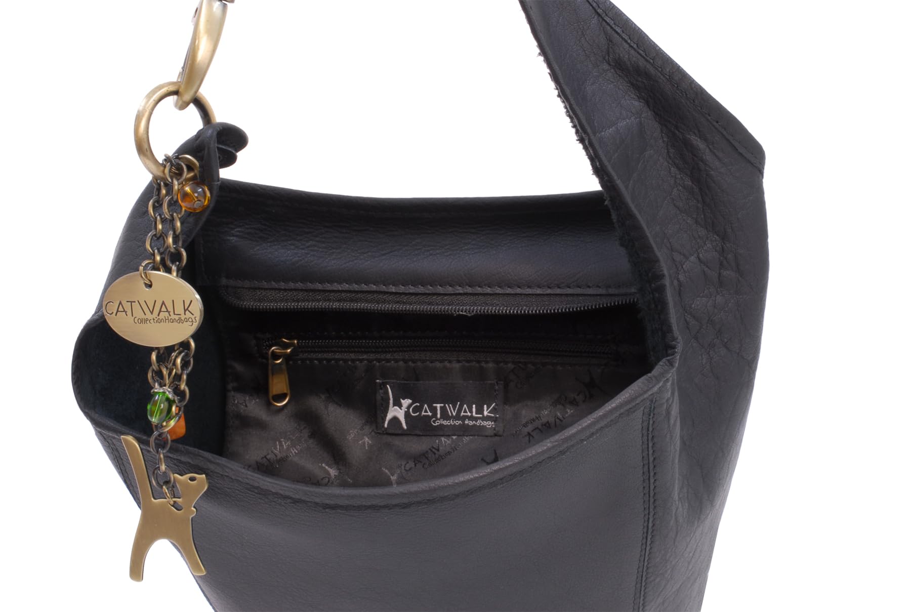 Catwalk Collection Handbags - Damen Leder Schultertasche - Beuteltasche/Handtasche Mittelgroß - Glastonbury