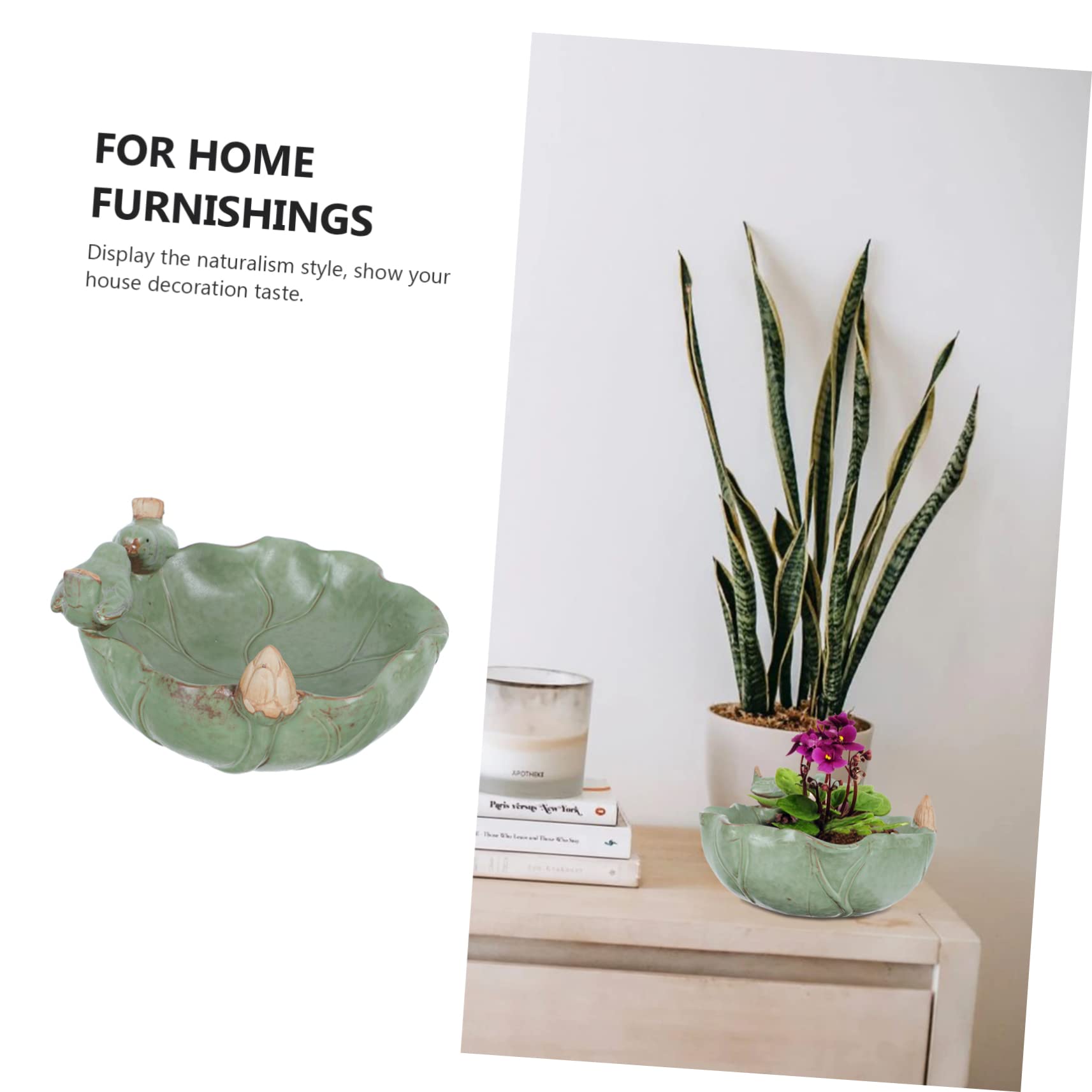 BESPORTBLE 1pezzi Contenitore in Ceramica Per Piante Vaso Foglie Di Loto Contenitore Per Piante Grasse Vaso in Ceramica Per Fiori Decorazione Naturale Per Casa e Balcone