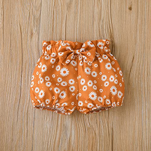 Image of Newborn Baby Girl Clothes Snap Cotton Bodysuit Floral Shorts Baby Headband Infant 3Pcs Outfits Summer Set