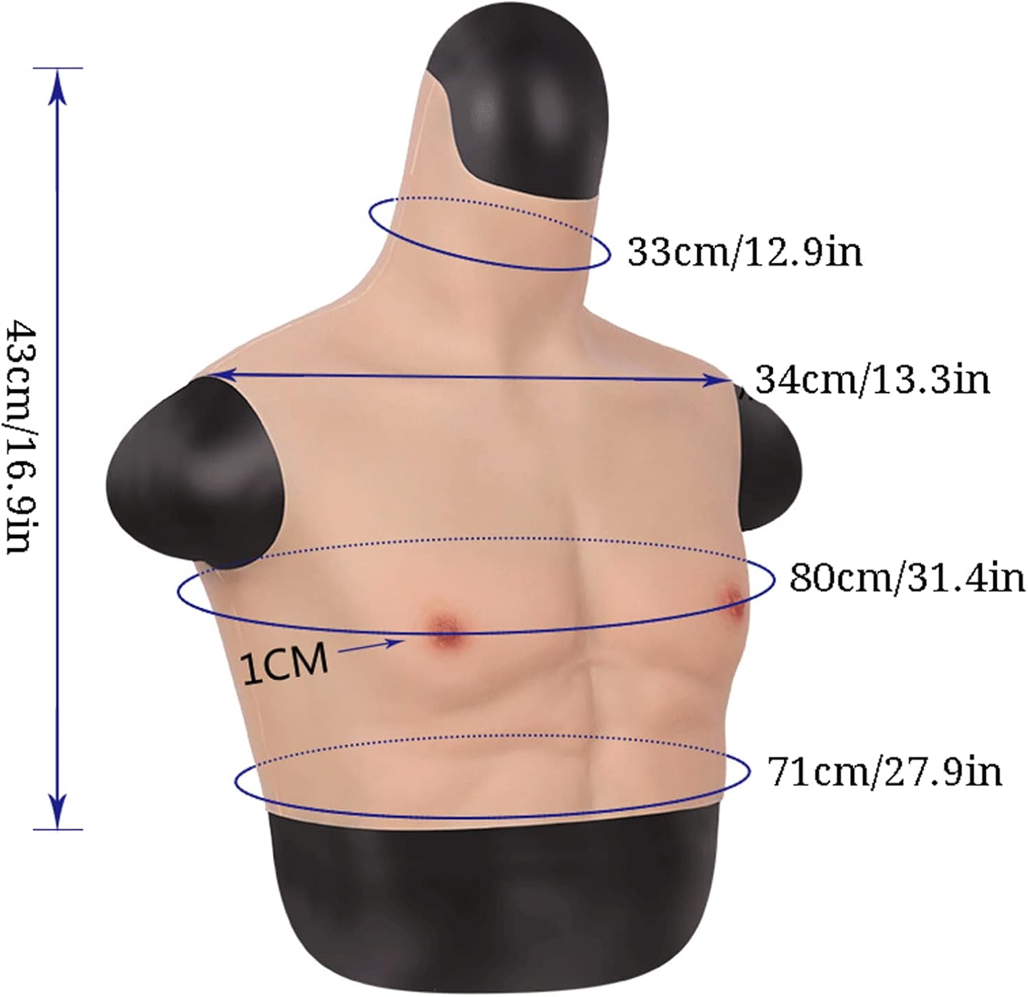 Realistic Fake Muscle Belly Soft Silicone Short Macho Costume for Cosplay Halloween Props