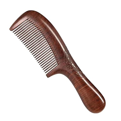 Natural Sandalwood Comb - Anti Static Wooden Comb for Women, Smooth Detangling Fine Tooth Hair Comb, Portable Travel Wood Combs for Curly & Straight Hair