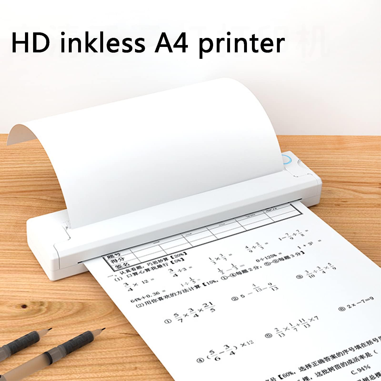 COYEUX Impresora portátil inalámbrica, Impresora Bluetooth térmica A4 sin Tinta, admite impresión en Papel térmico A4 de 2/3/4 Pulgadas, para bocetos de diseño, facturas, informes de Servicio