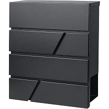 Jssmst Locking Mailbox Wall Mount- Waterproof mailboxes with Secure Key Lock and Newspaper Compartment, Key Lock Drop Box Extra Large Capacity, 12.9 x 4.1 x 14.2 Inch, Black, SM-HPB936 New
