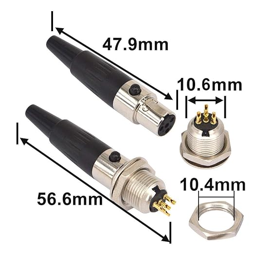 Conector Mini XLR 4 Pines Macho Hembra Panel onelinkmore miniatura 4