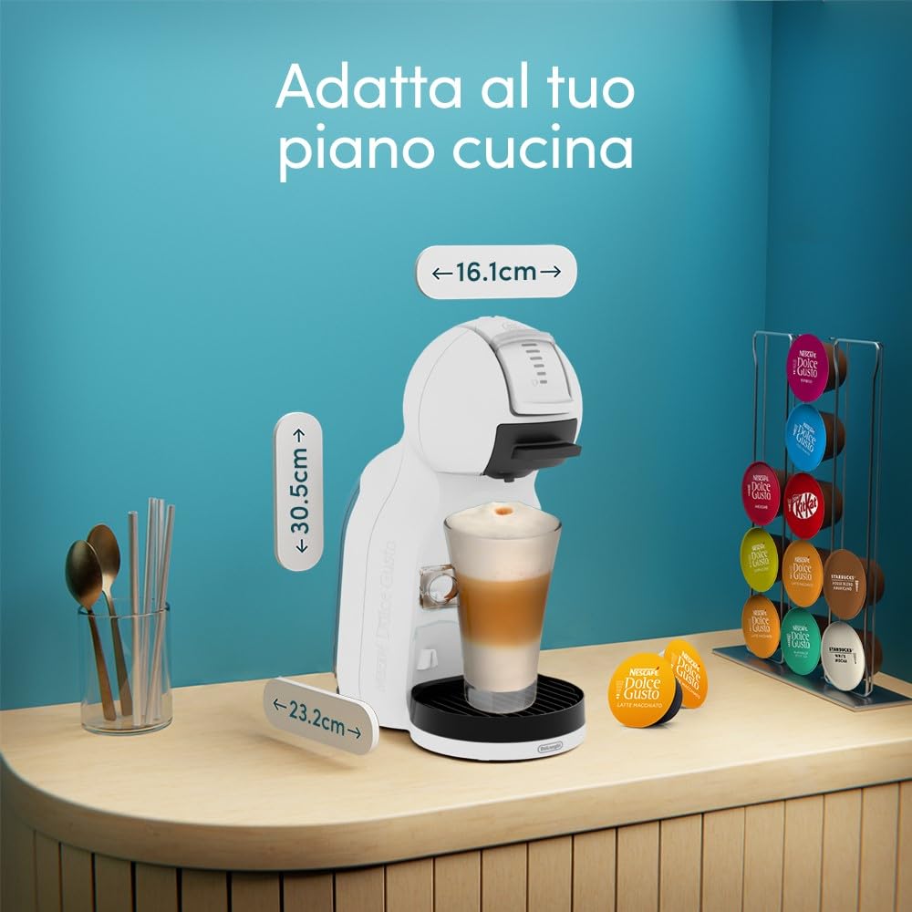 De'Longhi Nescafé Dolce Gusto Mini Me 2 – Macchina da Caffè a Capsule Compatta, Spegnimento Automatico, Bevande Calde e Fredde, Pressione 15 Bar, Bianca (EDG335.W)