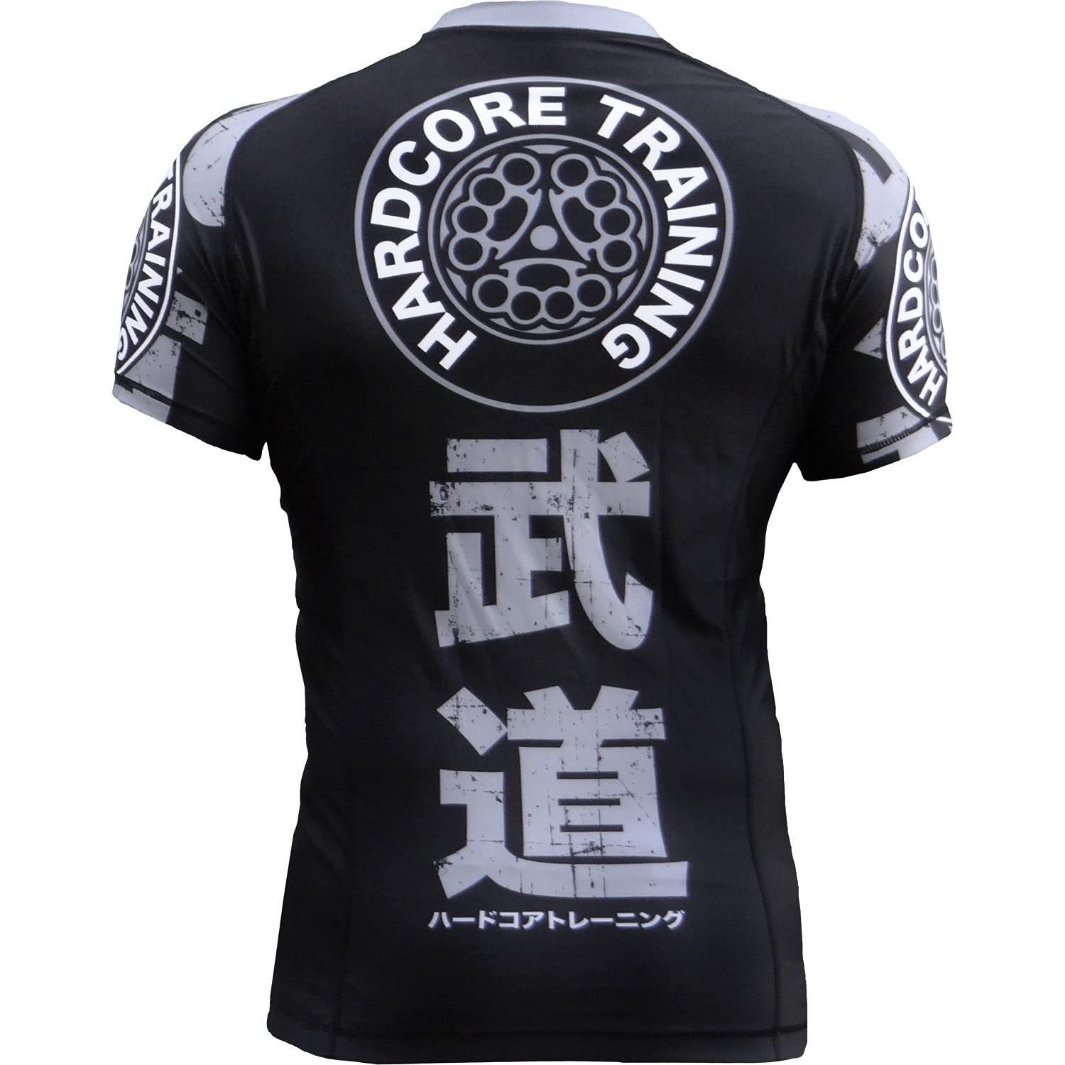 Hardcore Training Men's Rash Guard Compression Short Sleeve MMA Jiu Jitsu No-Gi Tight BJJ Grappling Base Layer Combat