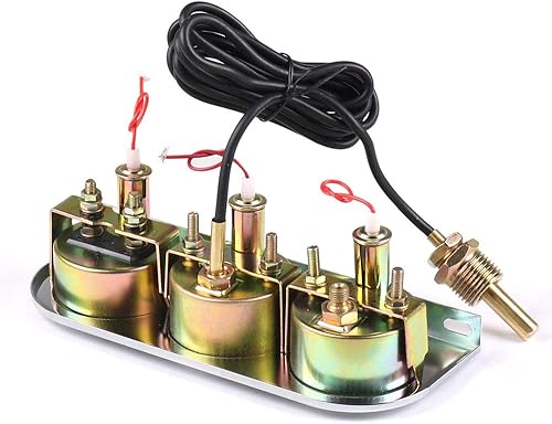 Miniatura 7 de 2 "2.047 in Panel cromado 3 en 1 medidor de coche presión de aceite Fahrenheit temperatura agua amperímetro triple calibre kit set negro cara