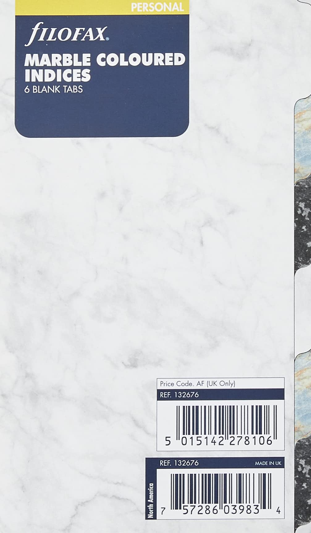 Personal Marble 6 blank tabs index