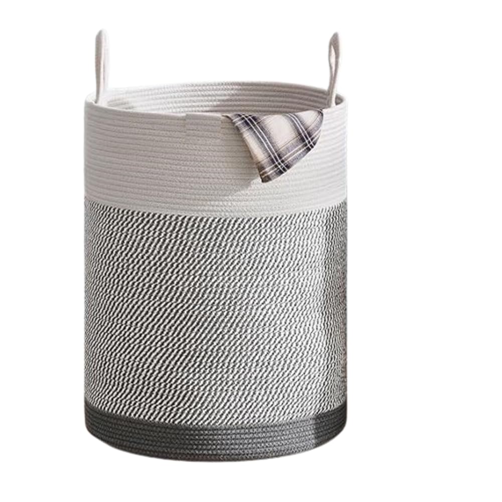 GRATIFY Laundry Basket Woven Hamper, 15 D x 17 H inches Tall Cotton Rope Laundry Basket, Large Clothes Hamper for Bedroom, Baby Nursery Kids Laundry Basket Organizer Mix Grey (B0CWRTD5VY) Amazon Price History, Amazon Price Tracker