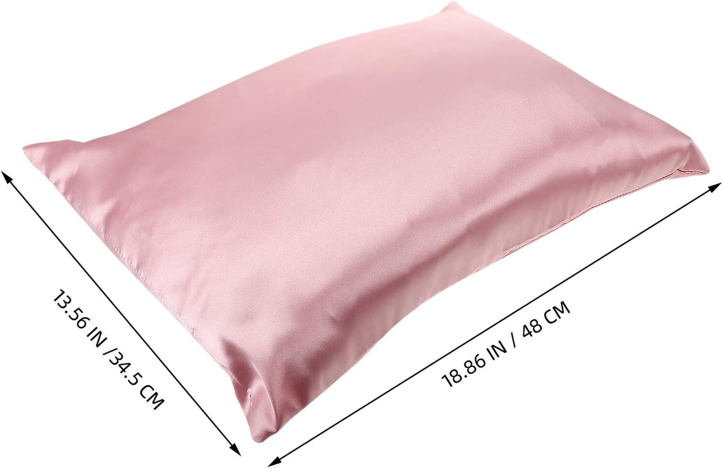 2pcs Faux Silk Kids Pillowcase with Zipper, Pink Travel Use