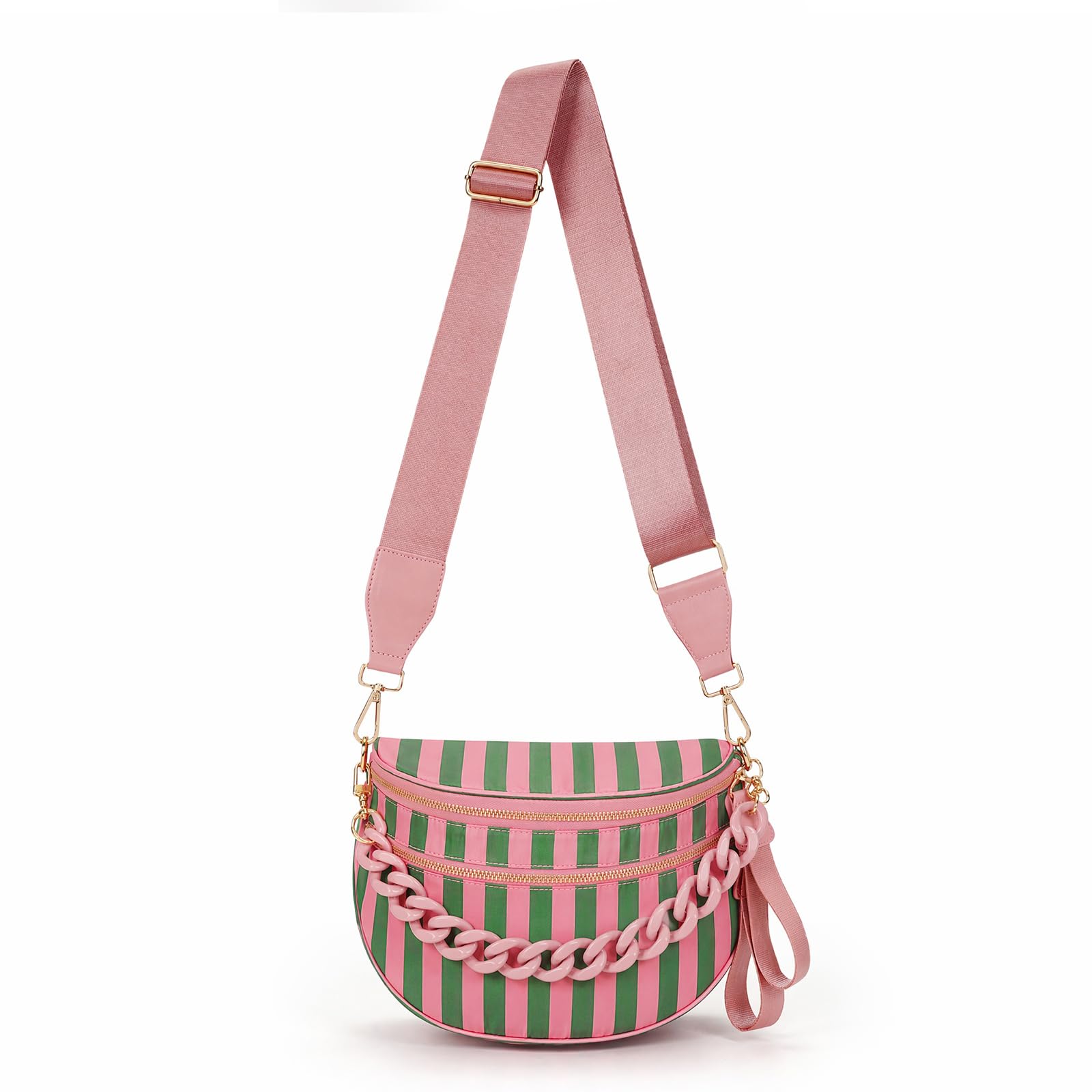 hibear Checkered Crossbody Bag Spacious Bum Bags for Women Nylon Crossbody Fanny Packs Checkered Purse Belt Wallet