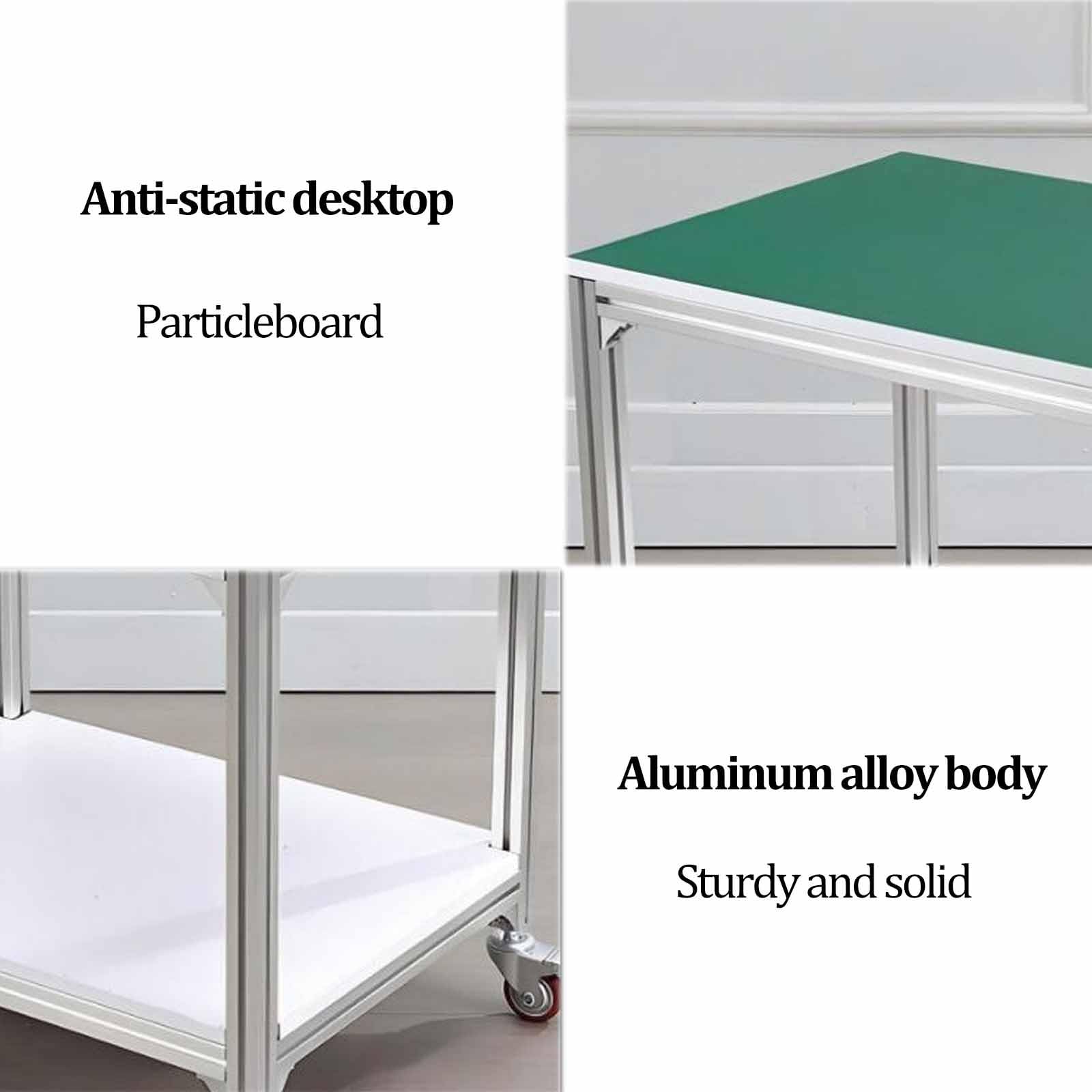 Banco de Trabajo antiestático con Ruedas, Mesa de Trabajo móvil de 3 Niveles, Banco de Laboratorio móvil, estación de Trabajo de aleación de Aluminio, Banco de Trabajo de Metal(120 * 80 * 75cm)