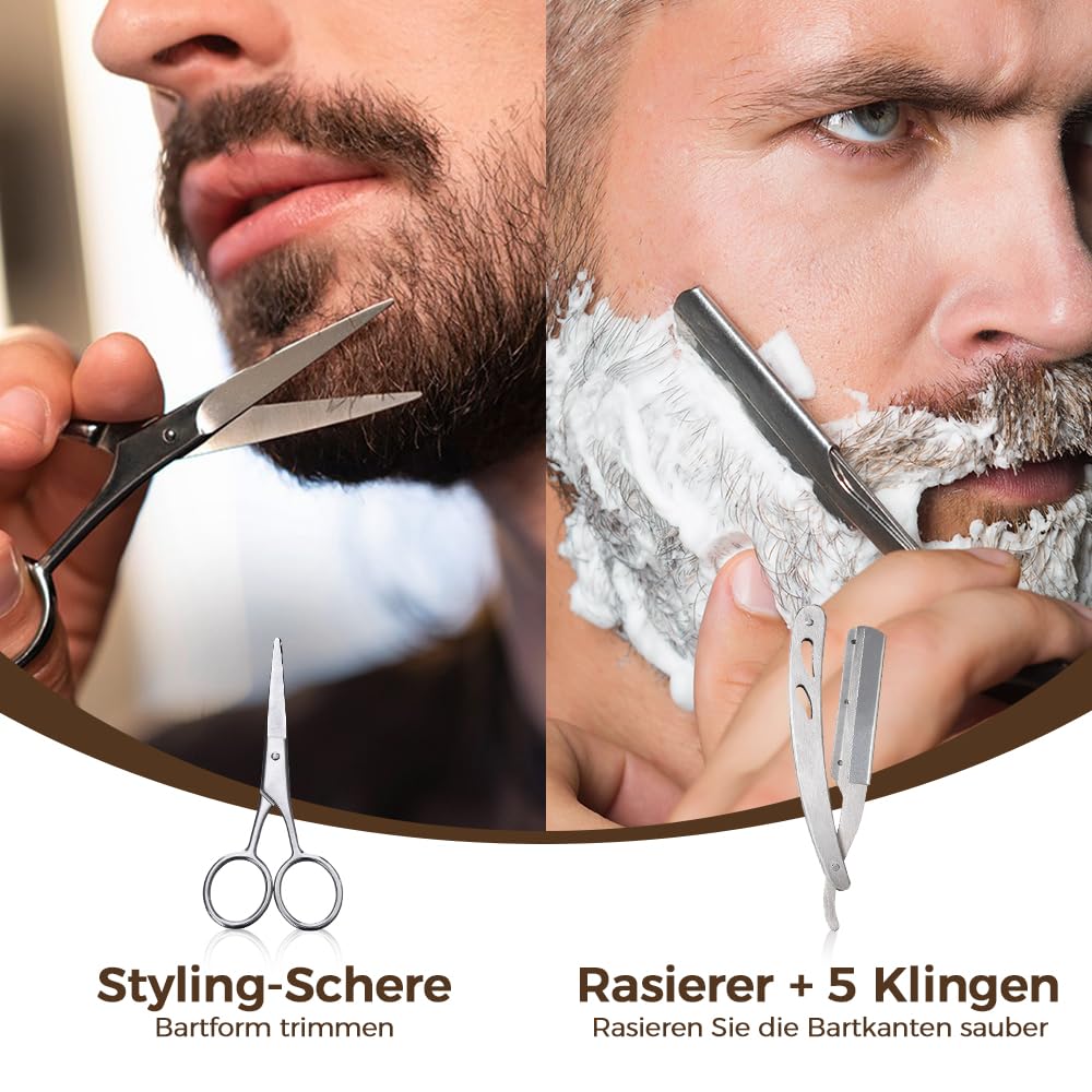 Bartpflege Set für Männer, Bledras 13 in 1 Bartpflege Geschenkset mit Bartshampoo, Bartöl, Bart Balsam, Bart Kamm, Bartbürste, Bartschere, Bartschablonen, Bart Set Geschenk für Männer