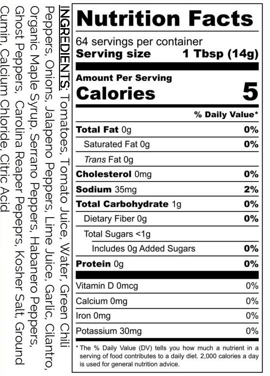 Miniatura 2 de Sixth Day Snacks Carolina Reaper XXX - Salsa caliente (32 onzas), sin gluten, ingredientes frescos, veganos y bajos en sodio