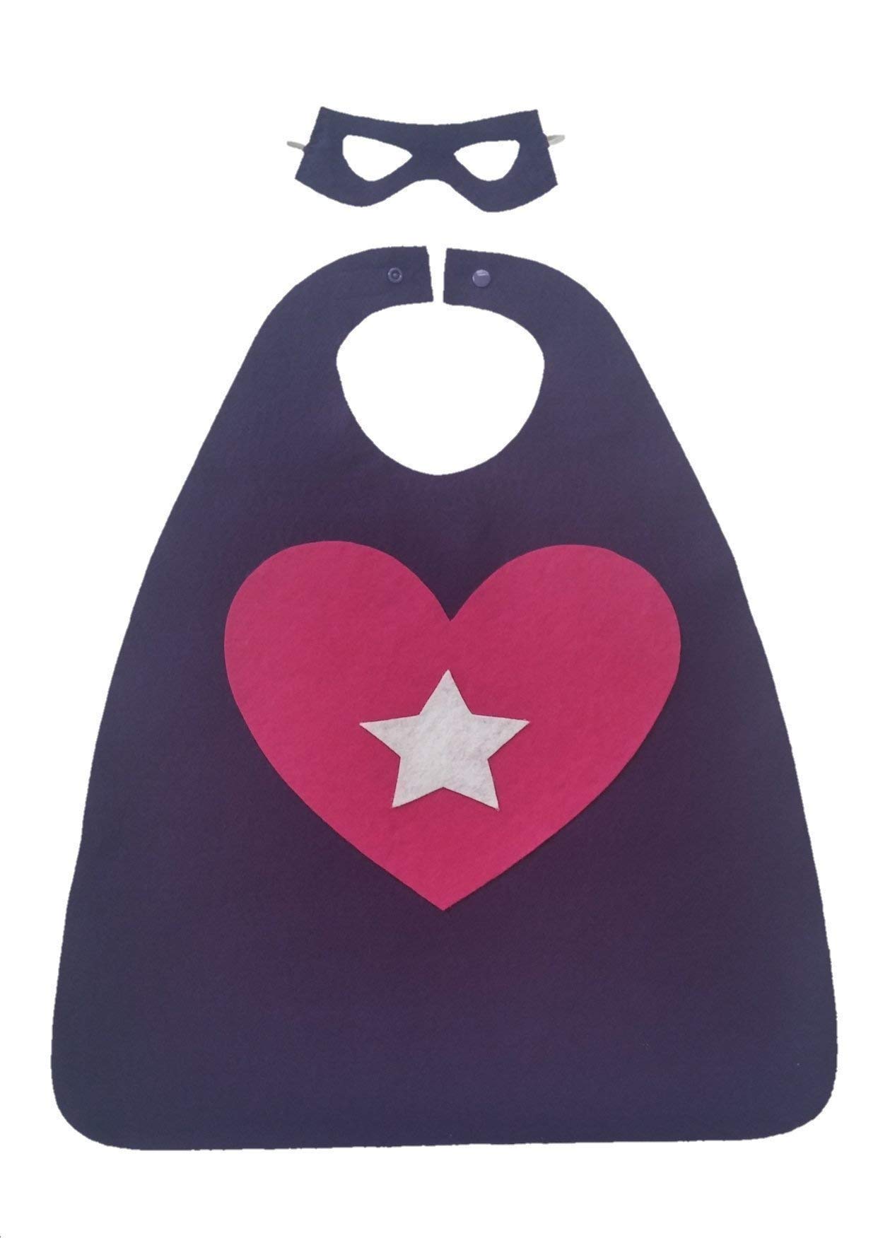 Cape and Mask Set (purple with heart/star)