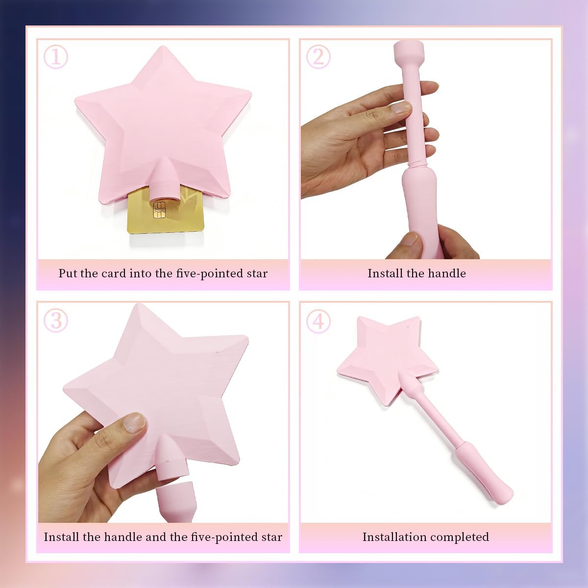 Credit Card Wand Tap to Pay Holder, 3D Printed Tap to Pay Wand for Contactless NFC Payment, Magic Wand Card Holder for Debit or Credit Cards (Pink)