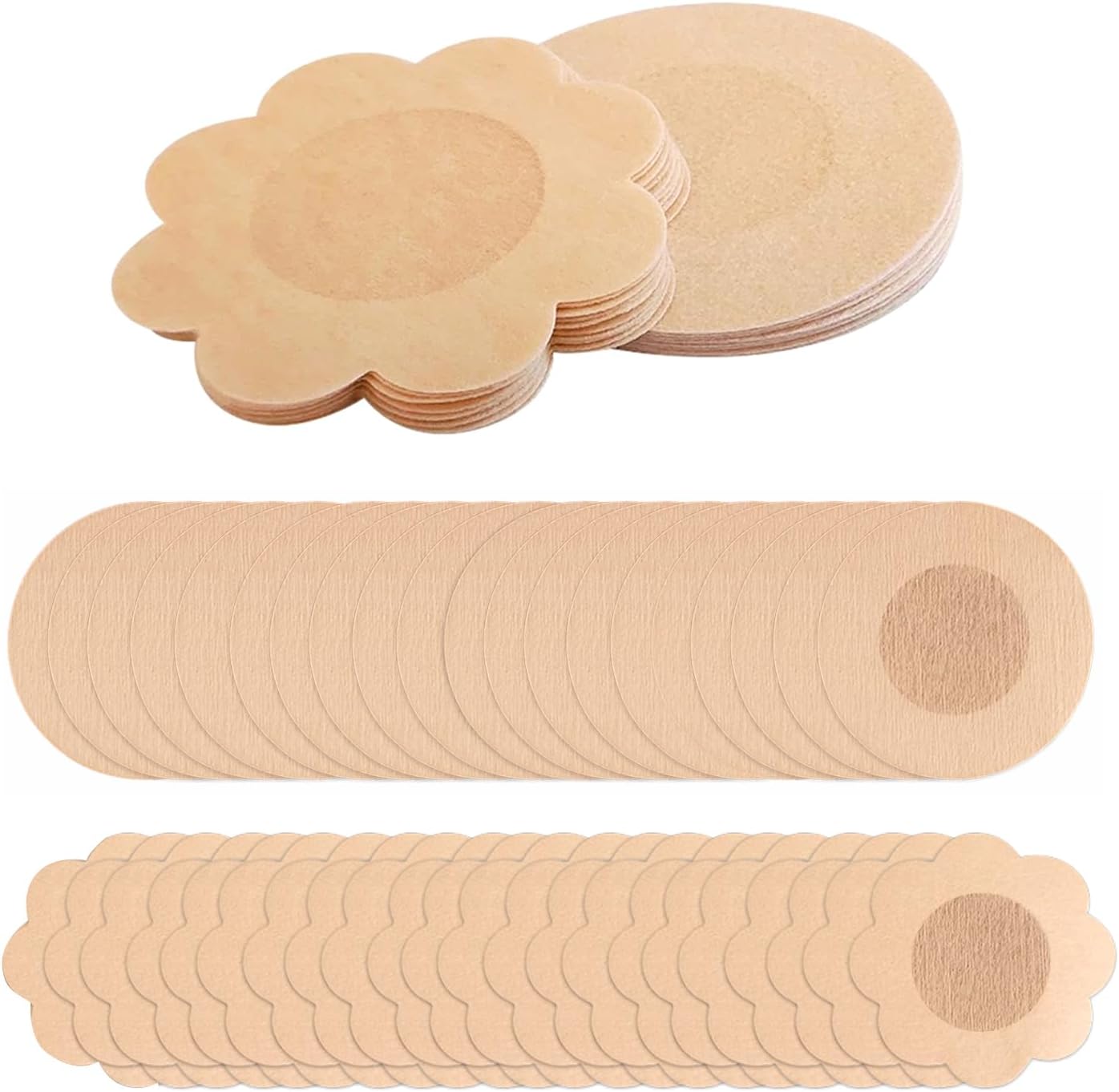 60PCS Nipple Covers, Invisible Self-Adhesive Disposable Breast Pasties, Boob Tape, Soft Comfortable Shape Nipple Stickers（Silicone Version 4PCS）