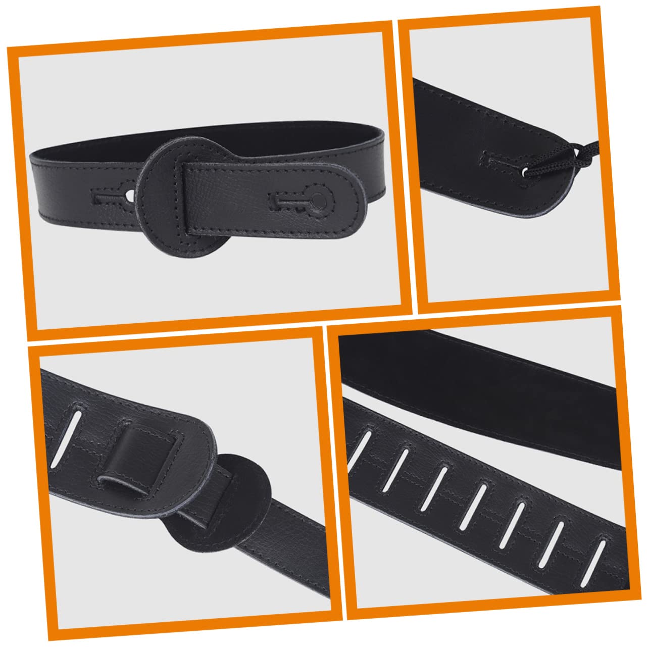 Verstellbarer Gitarrengurt aus Echtem Leder Robuster und Langlebiger Schultergurt für Gitarre Akustikgitarre und Bass für Musiker und Gitarristen Schwarz Gs