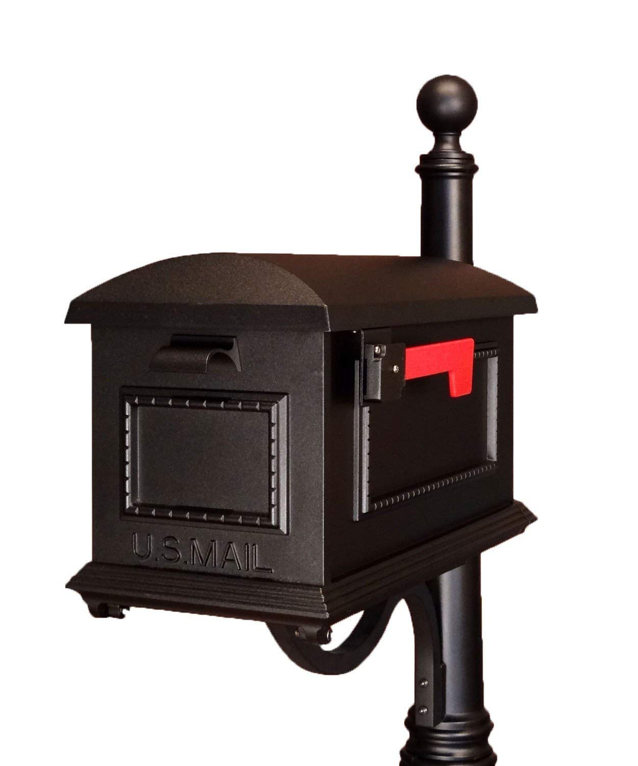 Special Lite Traditional Curbside Mailbox - Black Aluminum Mailbox for Post Mount - SCT-1010-BLK