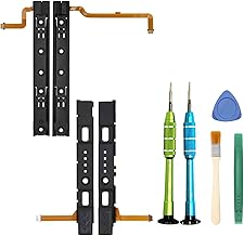 Replacement Right Left L R Slide Rail Original Parts with Ribbon Flex Cable Accessories Compatible with NS Switch Console and Joy-Con Controllers Repair Tools Kit