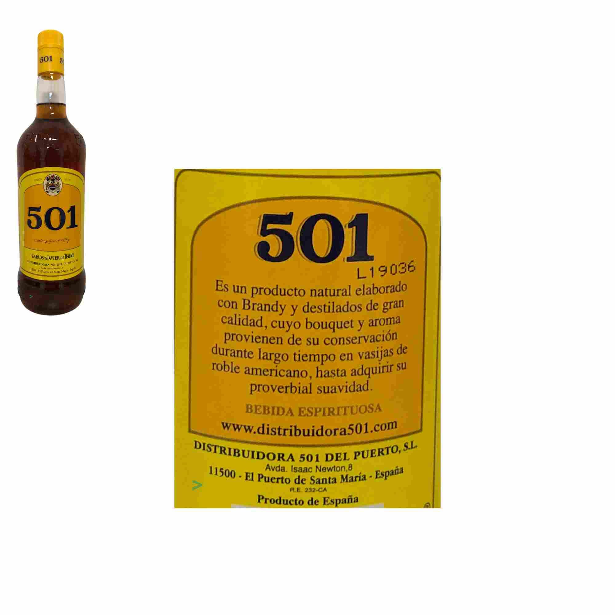 Carlos y Javier de Terry 501 30% 6er Pack (6x1l Flasche Brandy aus Spanien) + usy Block