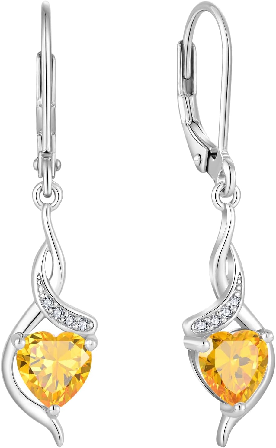 Infinity Dangle Drop Earrings 925 Sterling Silver Love Heart Leverback Earrings Birthstone Jewelry Gifts for Women