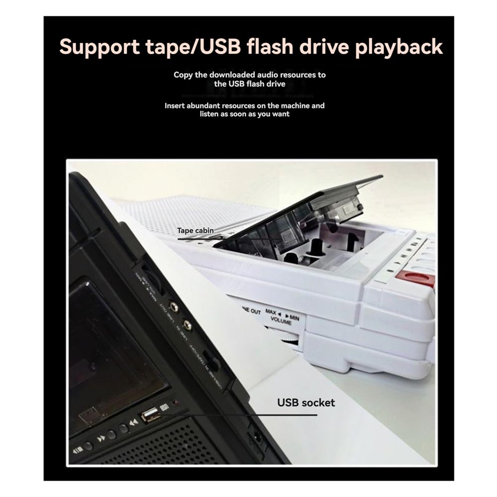 Lecteur et Enregistreur de Cassette Rétro Prend en Charge L'Enregistrement Interne et Externe et la Transcription USB