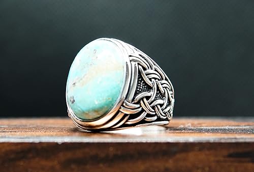 Miniatura 2 de Silver 925k Mens Ring,Handmade Mens Ring,Natural Turquoise Stone,Jewelry Gift For Mens AMZH100