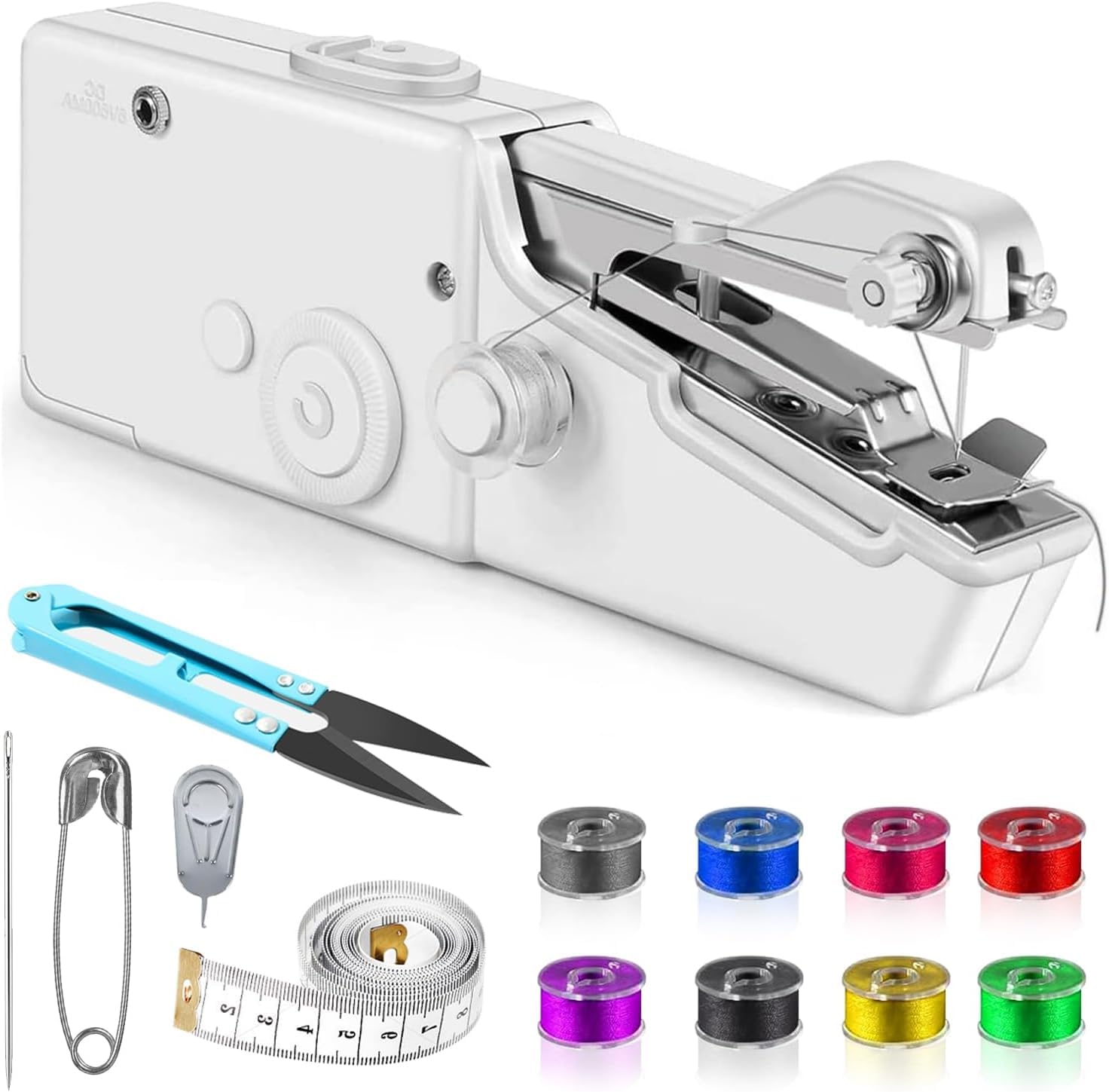 Photo 1 of Handheld Sewing Machine, Sewing Machine for Beginners, Battery Operated Mini Sewing Machines, Portable Sewing Machines for Various Fabrics, Tool Kit for Clothing Repair and Sewing Crafts(White)