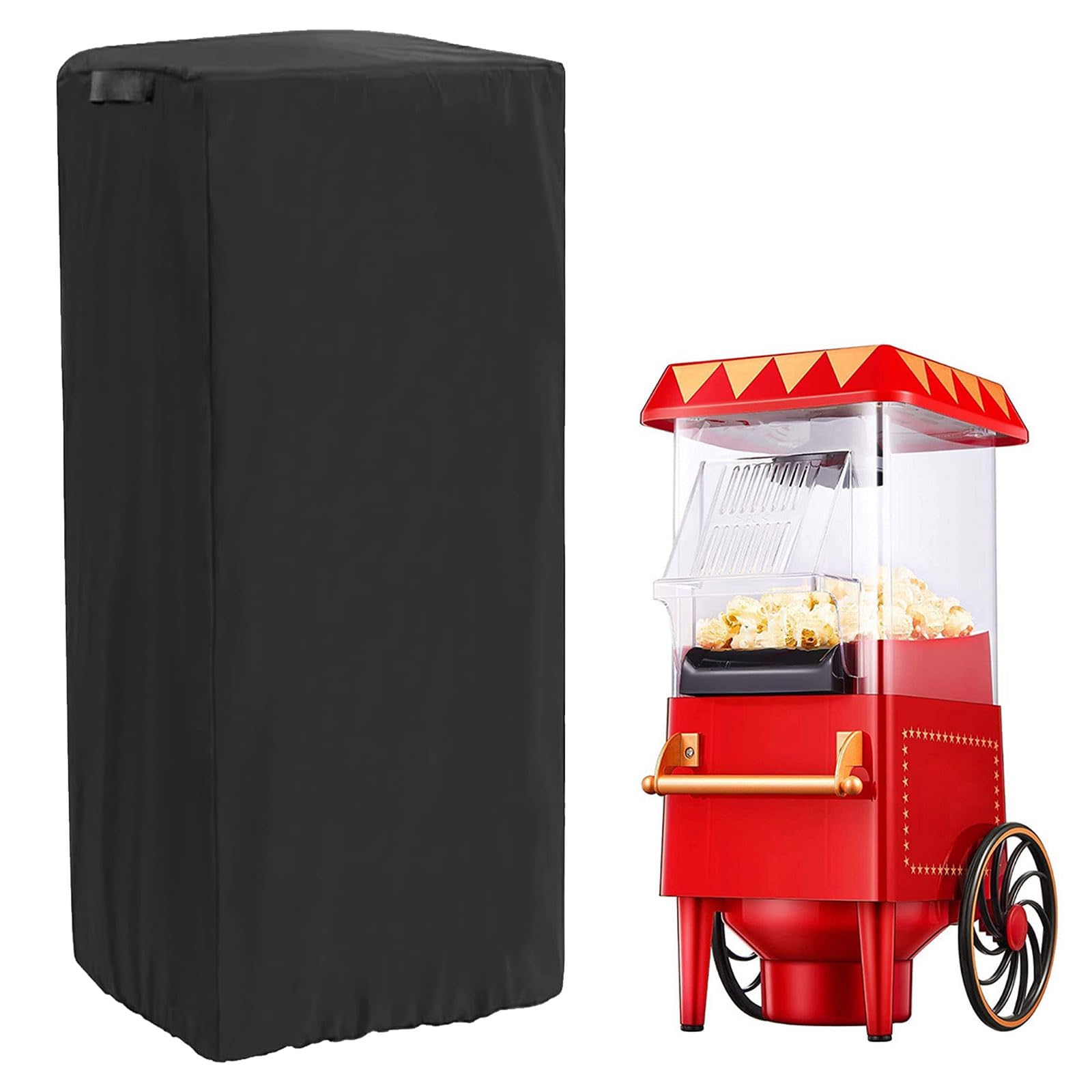 MDEOOSKY Popcorn Cart Cover, 420D Cover Waterproof, UV-Resistant Popcorn Cart Cover, Dustproof Popcorn Maker Cart Cover, 25" L x 18" W x 52" H, Black-image-49