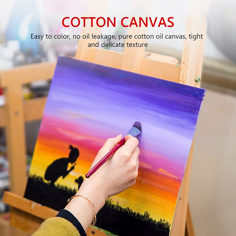 Rouleau Toile de Peinture Coton, Lot de 6 toiles en coton calicot pour peinture, toiles vierges, apprêtées, cadre pour peinture acrylique et huile, 20 x 25 cm, 25 x 25 cm, 25 x 30 cm, 10 x 10 cm