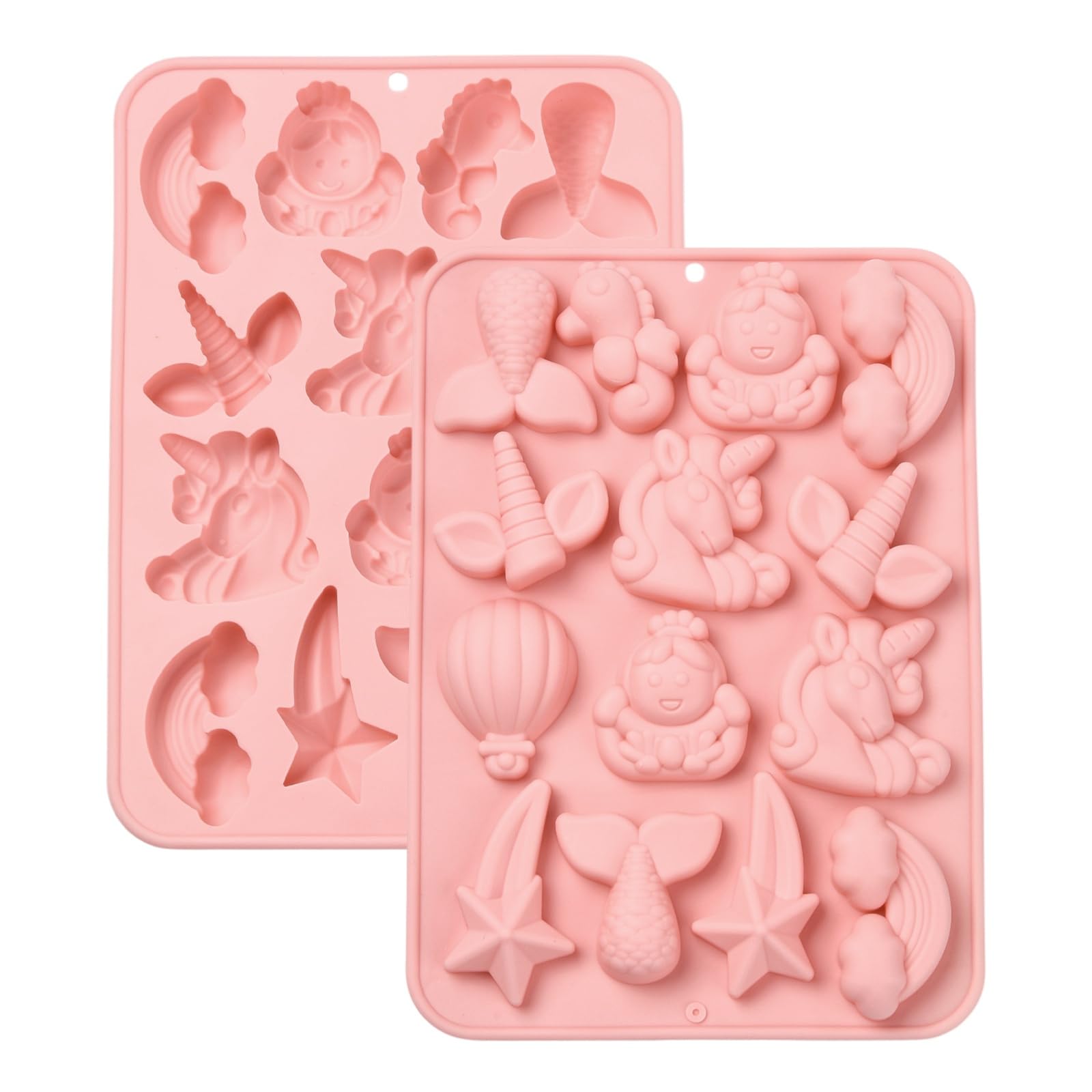 UR URLIFEHALL 2 Pcs Unicorn Silicone Moulds Fairy Tale Animal Rainbow Chocolate Moulds for Cake Candy Cupcake Soap Cookie Ice Cube Crafts
