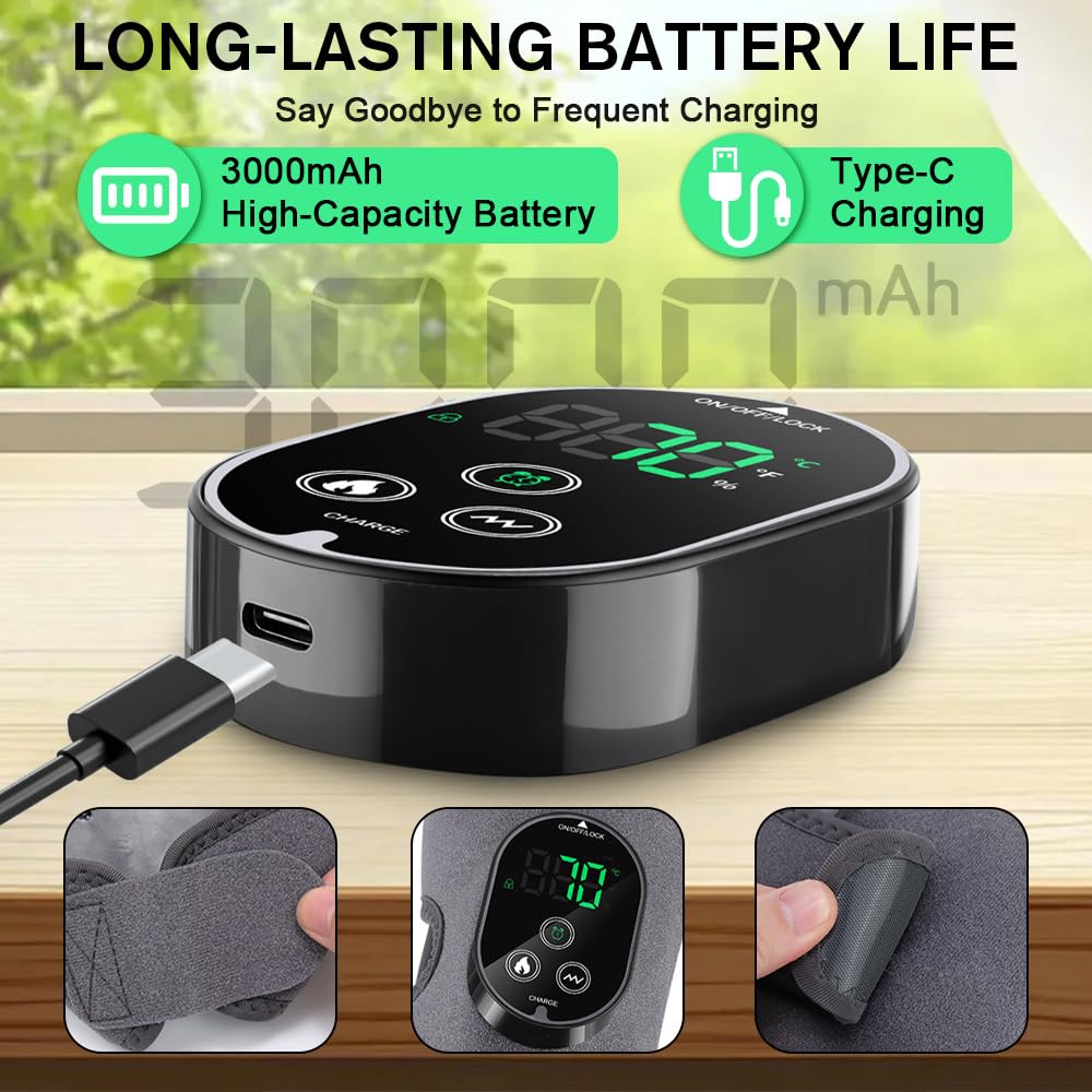 2 Stück 3-In-1-Fußmassagegerät, Foot Massager mit 3 Modi 6 Wärmestufen, Knöchel Massagegerät mit 3000mAh Akku, Elektrisch Tragbares Fussmassagegerät für Knöchel, Ferse, Sohle, Fußrücken