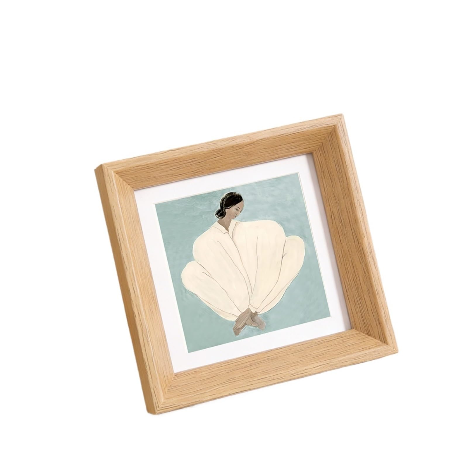 Square Wooden Picture Frame Mini For Oil Pastel Artwork, Room Photo Display Desktop For Photo And Picture(P01 wood color,4inches 10.2x10.2cm)