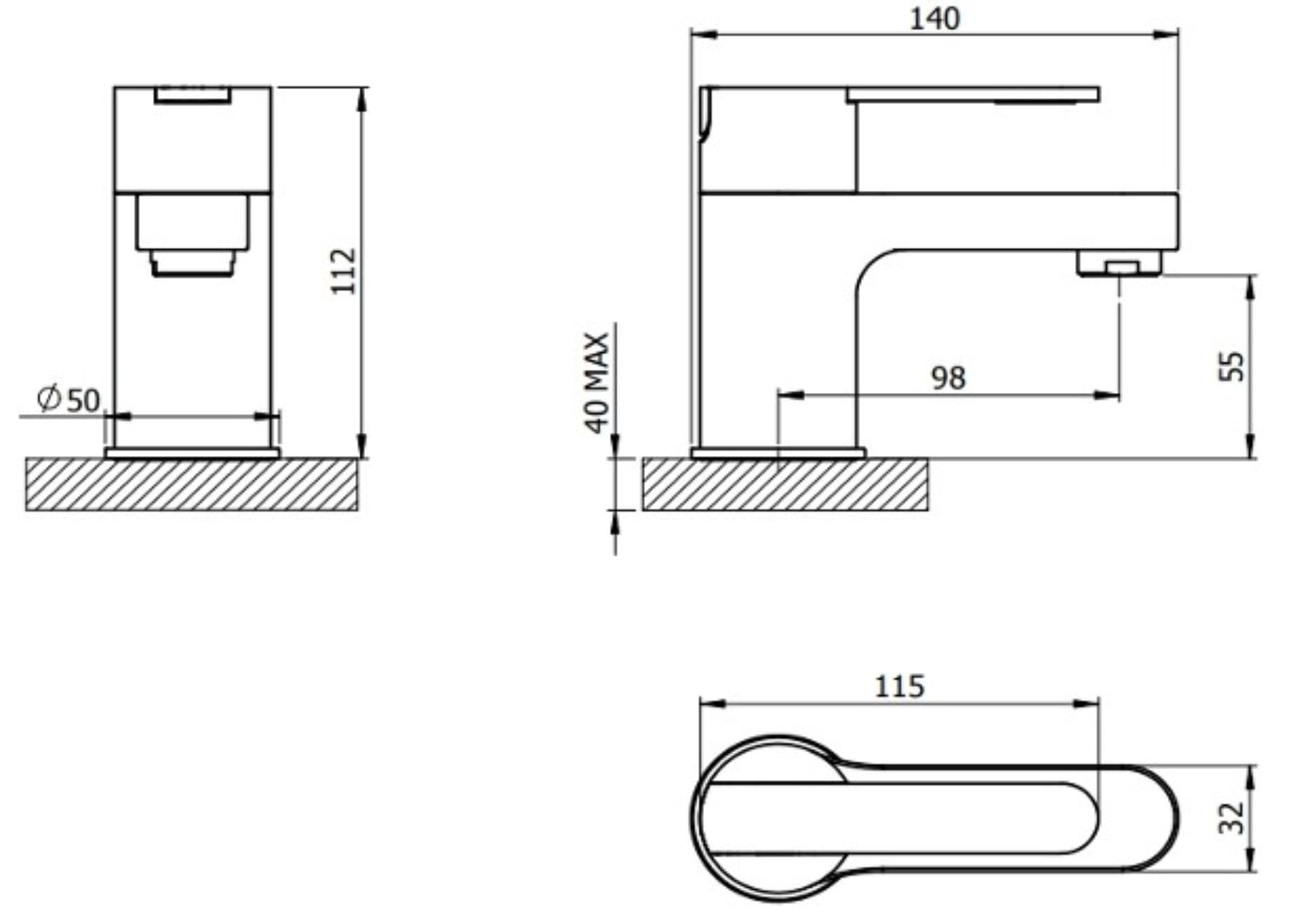 Strata - Juego de mini grifo mezclador para lavabo y ducha de baño, color cromado