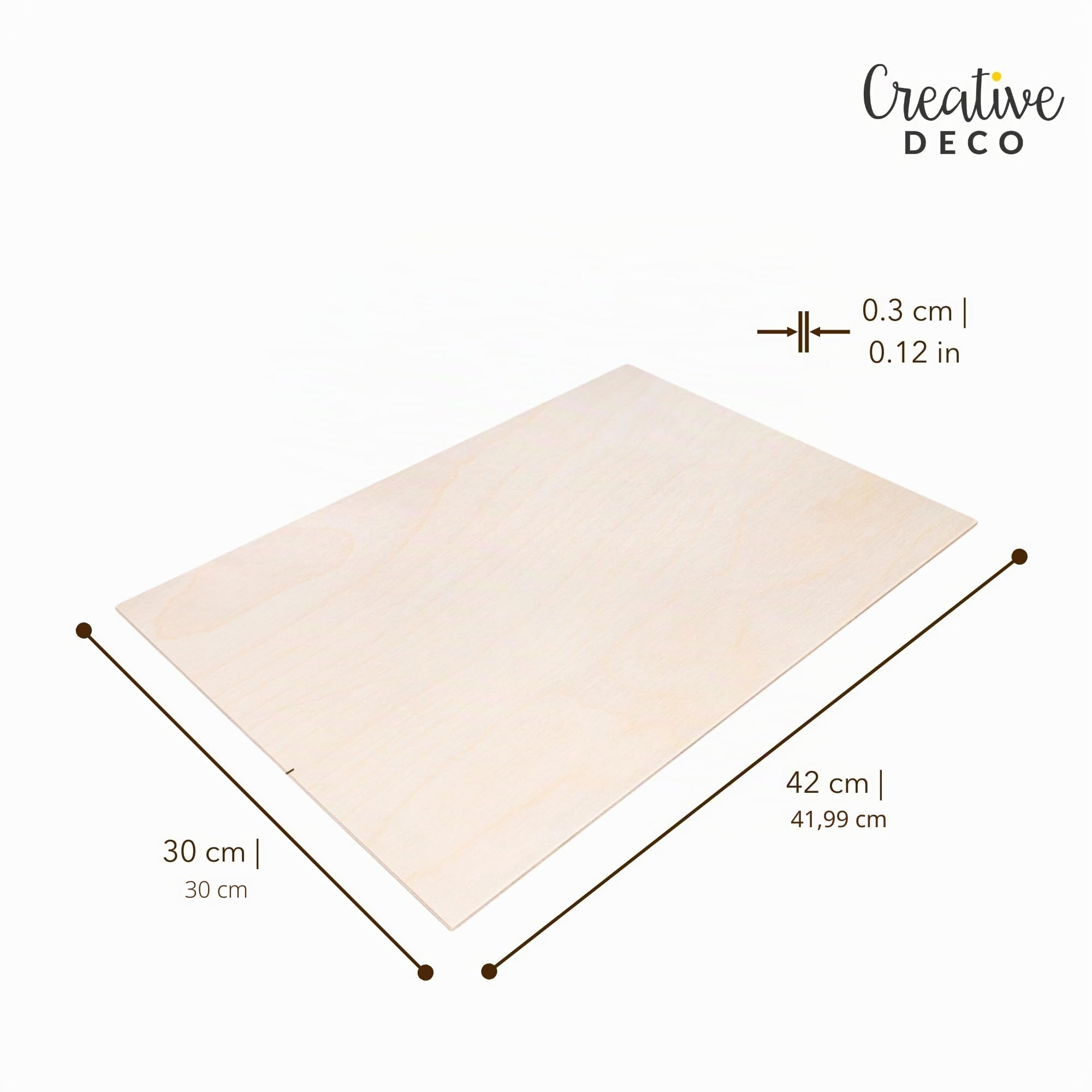 Creative Deco 10 x A3 Tablero Madera Manualidades Contrachapado | 420 x 300 x 3 mm (+/- 2mm) | Chapa Maciza Abedul Maderas para Bricolaje | Pirograbado, Corte por Laser, CNC Router, Modelado