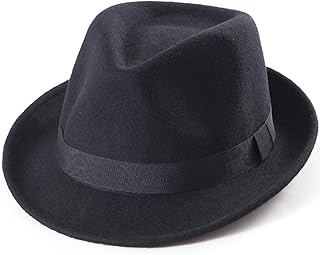 Straw Trilby Fedora Hat for Men 1920s Short Brim Wool Felt Panama Cap 7 1/4